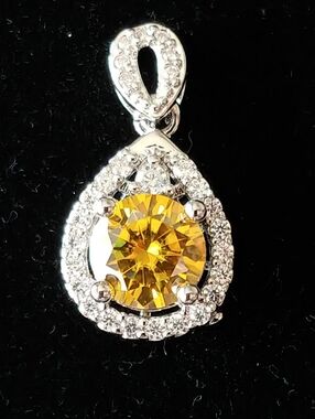 Yellow Moissanite Teardrop Pendant